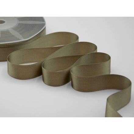 Taupe double satin ribbon 25 mm
